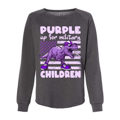 Purple Up For Military Children TRex Dinosaur Womens California Wash Sweatshirt