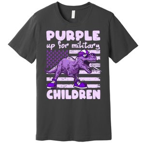 Purple Up For Military Children TRex Dinosaur Premium T-Shirt