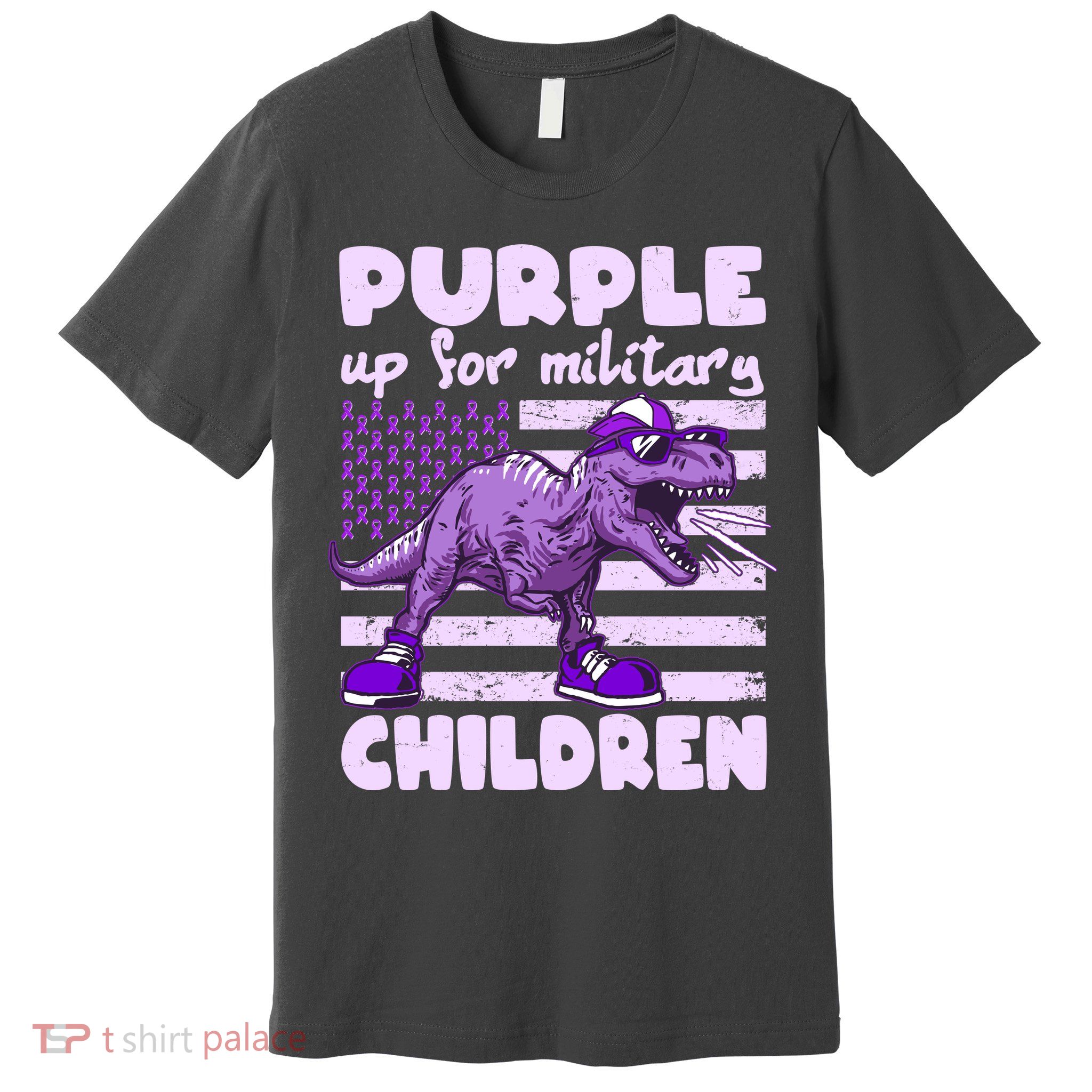 Purple Up For Military Children TRex Dinosaur Premium T-Shirt