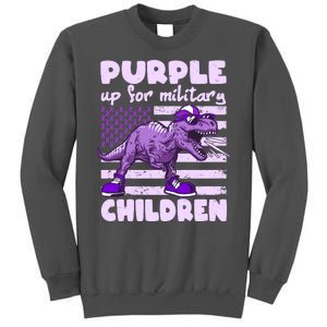 Purple Up For Military Children TRex Dinosaur Tall Sweatshirt