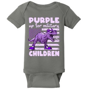 Purple Up For Military Children TRex Dinosaur Baby Bodysuit