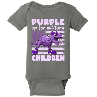 Purple Up For Military Children TRex Dinosaur Baby Bodysuit