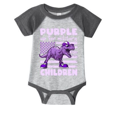 Purple Up For Military Children TRex Dinosaur Infant Baby Jersey Bodysuit