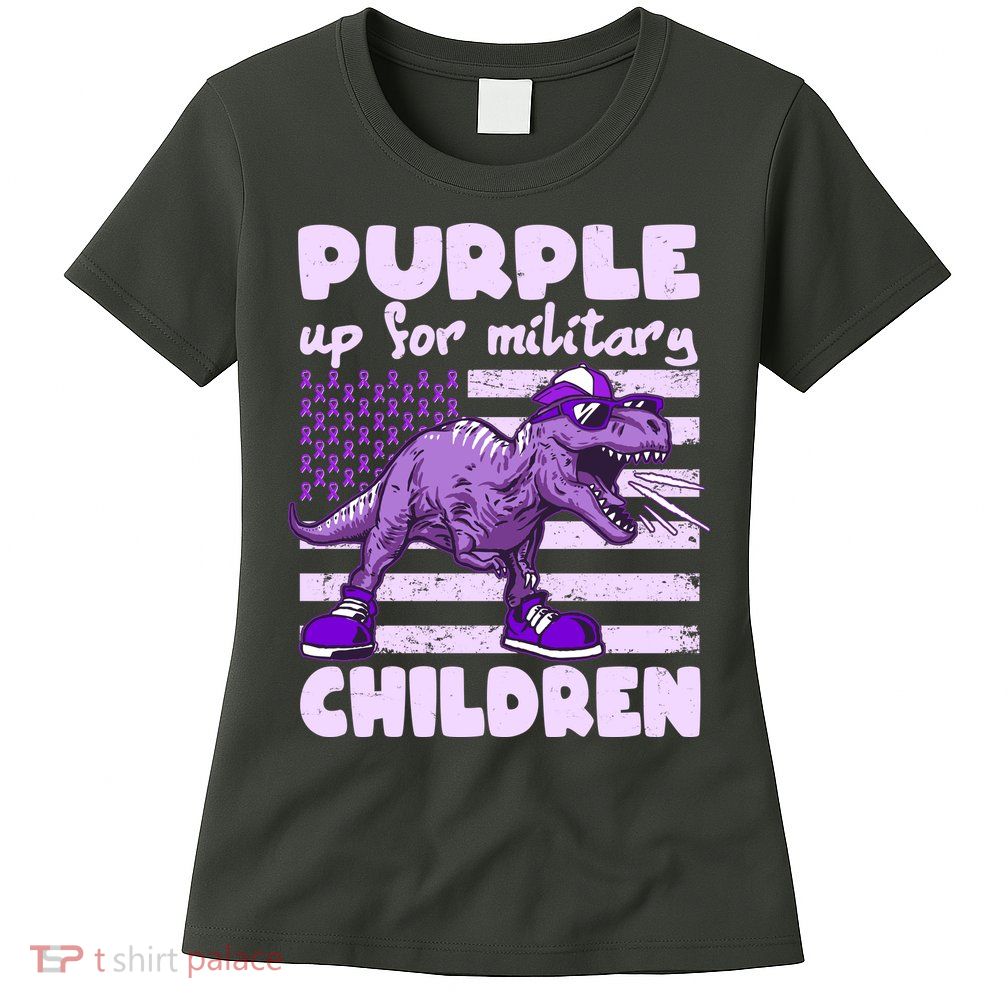 Purple Up For Military Children TRex Dinosaur Women's T-Shirt