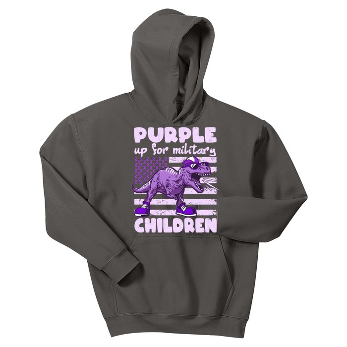 Purple Up For Military Children TRex Dinosaur Kids Hoodie