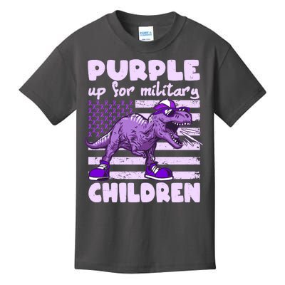 Purple Up For Military Children TRex Dinosaur Kids T-Shirt