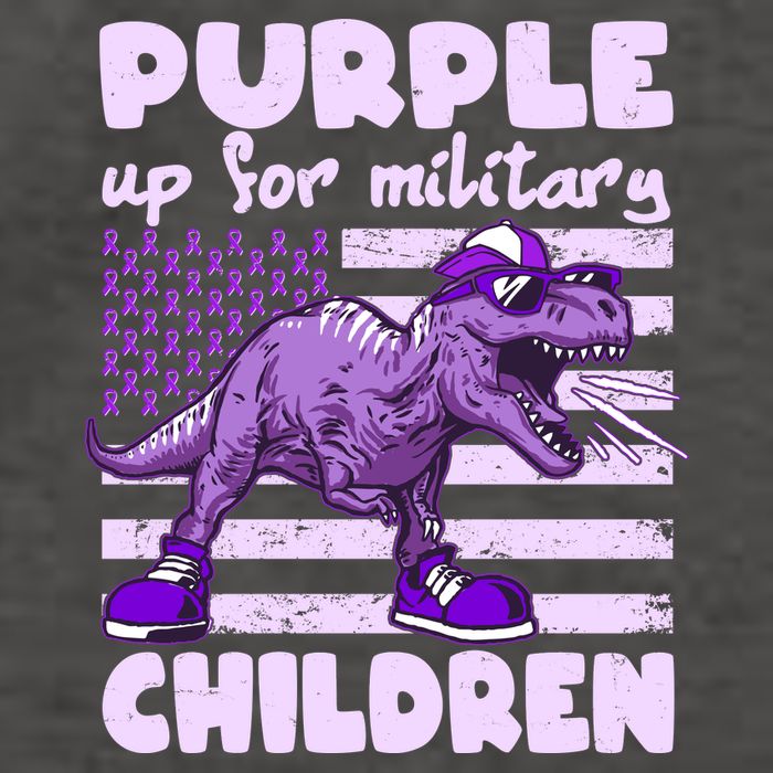 Purple Up For Military Children TRex Dinosaur Vector Backpack