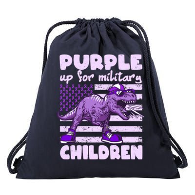 Purple Up For Military Children TRex Dinosaur Drawstring Bag