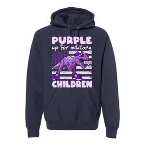 Purple Up For Military Children TRex Dinosaur Premium Hoodie