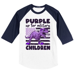 Purple Up For Military Children TRex Dinosaur Baseball Sleeve Shirt