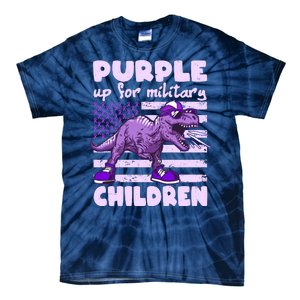 Purple Up For Military Children TRex Dinosaur Tie-Dye T-Shirt