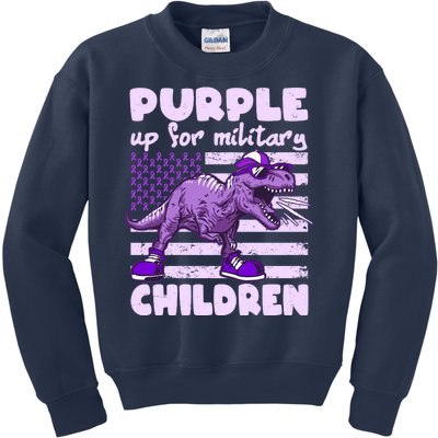 Purple Up For Military Children TRex Dinosaur Kids Sweatshirt