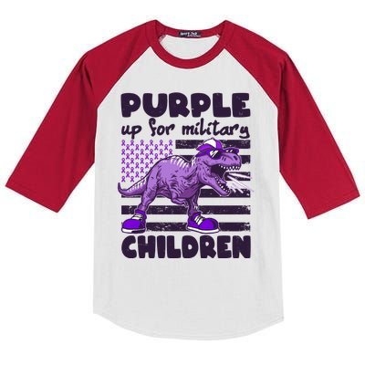 Purple Up For Military Children TRex Dinosaur Kids Colorblock Raglan Jersey