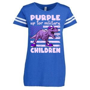 Purple Up For Military Children TRex Dinosaur Enza Ladies Jersey Football T-Shirt