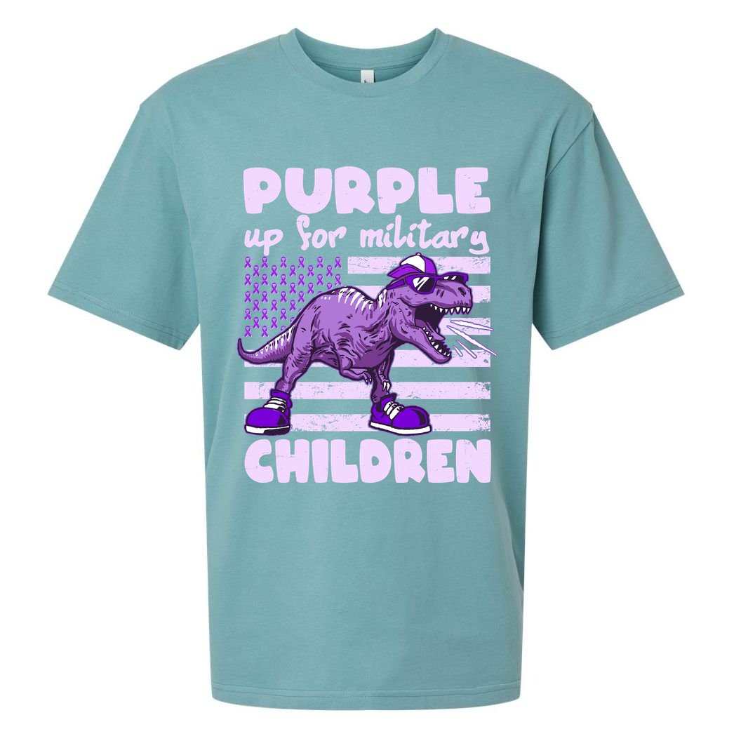 Purple Up For Military Children TRex Dinosaur Sueded Cloud Jersey T-Shirt