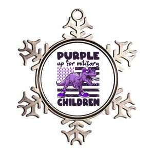 Purple Up For Military Children TRex Dinosaur Metallic Star Ornament