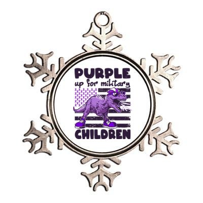 Purple Up For Military Children TRex Dinosaur Metallic Star Ornament