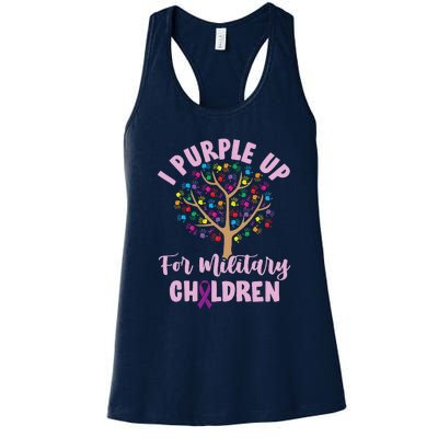 Purple Up For Military Children Tree Month Women's Racerback Tank