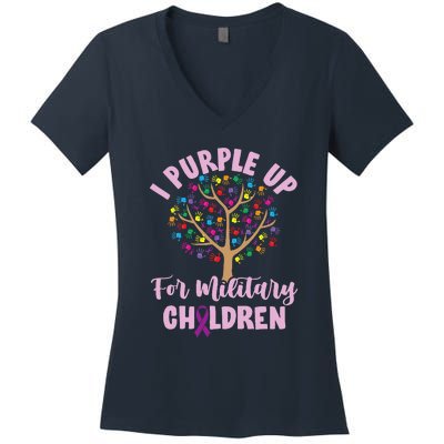 Purple Up For Military Children Tree Month Women's V-Neck T-Shirt