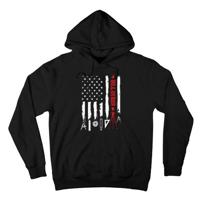 Patriotic USA Flag Land Surveyor Land Examiner Cartographer Hoodie