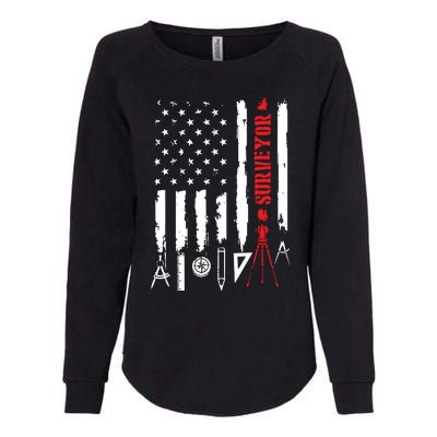 Patriotic USA Flag Land Surveyor Land Examiner Cartographer Womens California Wash Sweatshirt