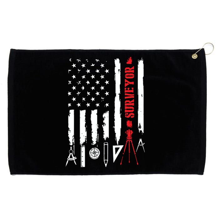 Patriotic USA Flag Land Surveyor Land Examiner Cartographer Grommeted Golf Towel