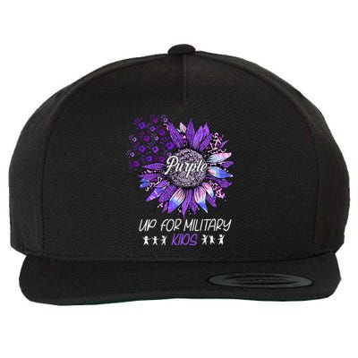 Purple Up For Military Sunflower Military Child Month Wool Snapback Cap