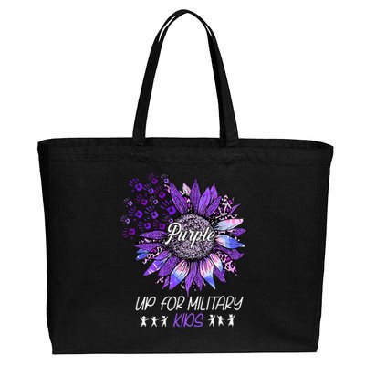 Purple Up For Military Sunflower Military Child Month Cotton Canvas Jumbo Tote