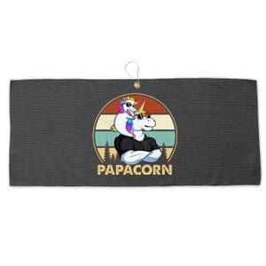 Papacorn Unicorn Father And Baby Fathers Day Papa Gift Large Microfiber Waffle Golf Towel