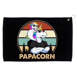 Papacorn Unicorn Father And Baby Fathers Day Papa Gift Grommeted Golf Towel