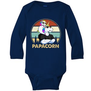 Papacorn Unicorn Father And Baby Fathers Day Papa Gift Baby Long Sleeve Bodysuit