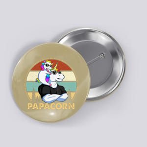 Papacorn Unicorn Father And Baby Fathers Day Papa Gift Button