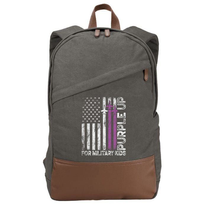 Purple Up For Military Military Child Month Cotton Canvas Backpack