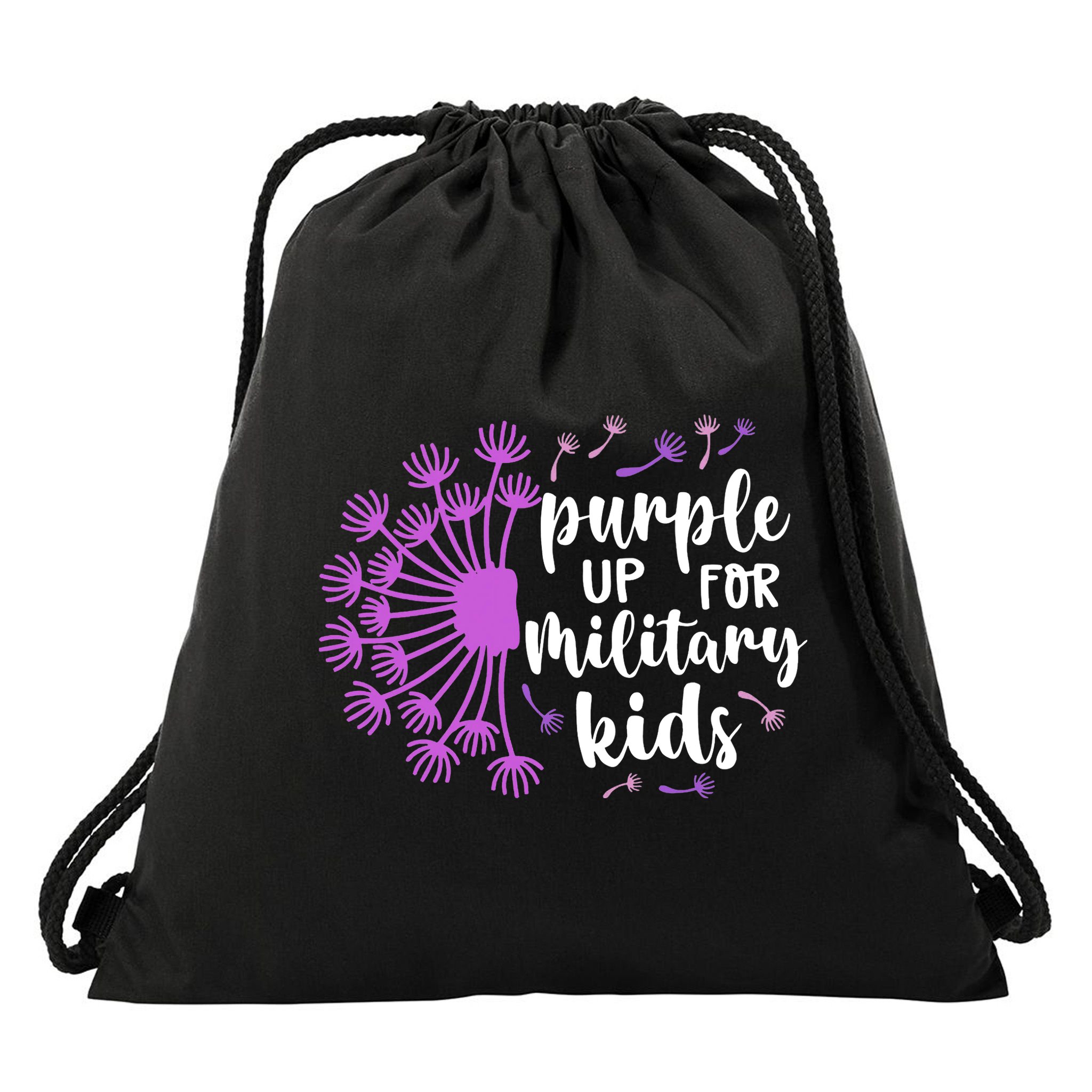 Purple Up For Military Children Army Soldier Drawstring Bag