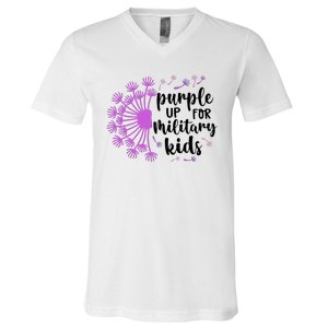 Purple Up For Military Children Army Soldier V-Neck T-Shirt