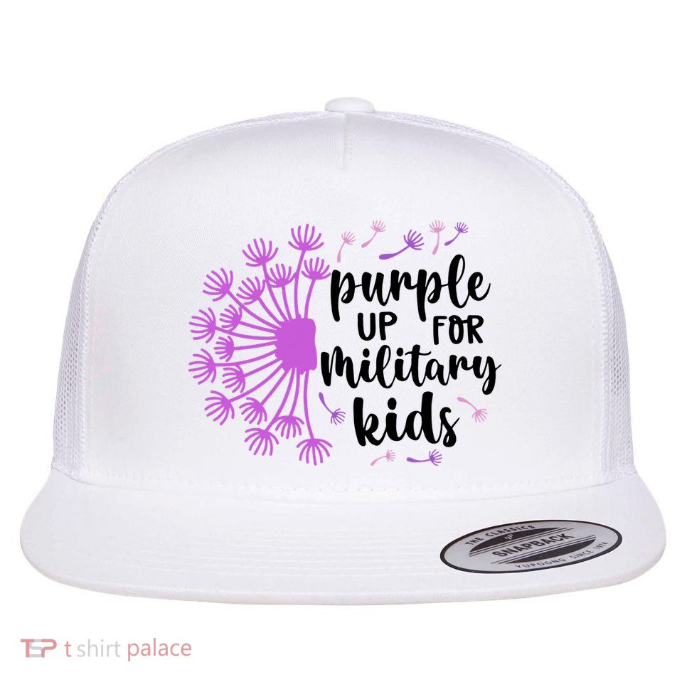 Purple Up For Military Children Army Soldier Flat Bill Trucker Hat