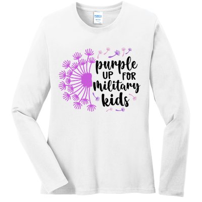 Purple Up For Military Children Army Soldier Ladies Long Sleeve Shirt
