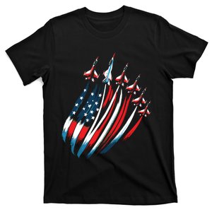 Patriotic Usa Flag Fighter Jets 4th Of July T-Shirt