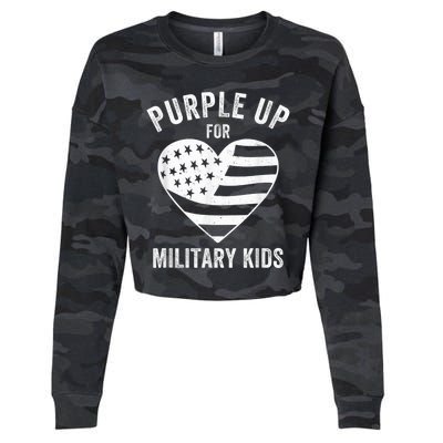 Purple Up For Military Kid Shirt Military Child Month Cropped Pullover Crew