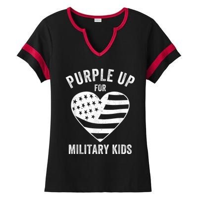 Purple Up For Military Kid Shirt Military Child Month Ladies Halftime Notch Neck Tee