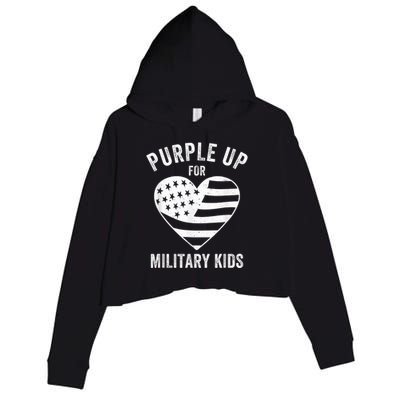 Purple Up For Military Kid Shirt Military Child Month Crop Fleece Hoodie