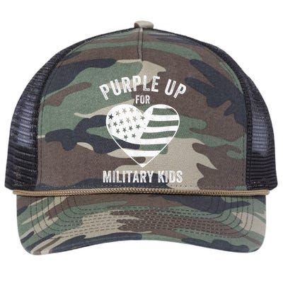 Purple Up For Military Kid Shirt Military Child Month Retro Rope Trucker Hat Cap