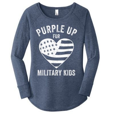 Purple Up For Military Kid Shirt Military Child Month Women's Perfect Tri Tunic Long Sleeve Shirt