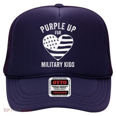 Purple Up For Military Kid Shirt Military Child Month High Crown Mesh Back Trucker Hat