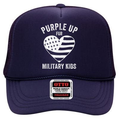 Purple Up For Military Kid Shirt Military Child Month High Crown Mesh Back Trucker Hat