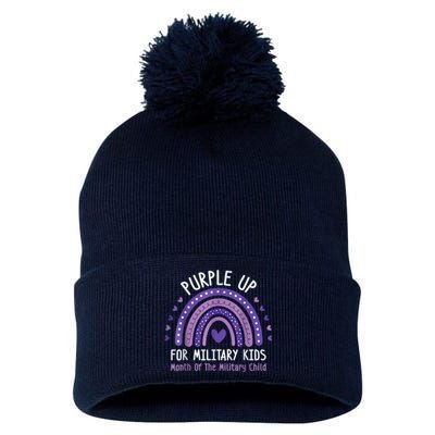 Purple Up For Military Kid Month of the Military Child Pom Pom 12in Knit Beanie