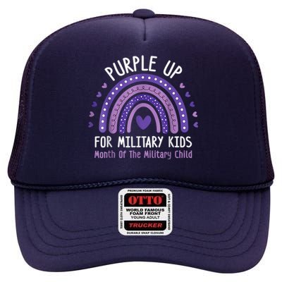 Purple Up For Military Kid Month of the Military Child High Crown Mesh Back Trucker Hat