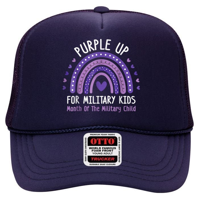 Purple Up For Military Kid Month of the Military Child High Crown Mesh Back Trucker Hat