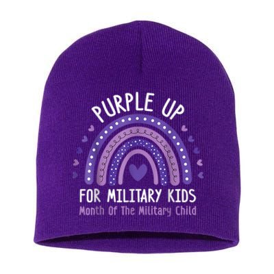 Purple Up For Military Kid Month of the Military Child Short Acrylic Beanie