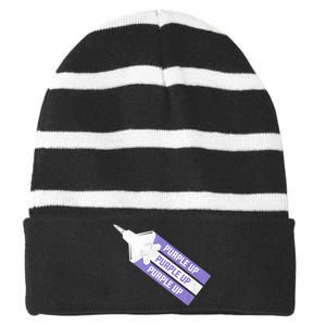 Purple Up For Military Child Month Of The Military Awareness Striped Beanie with Solid Band